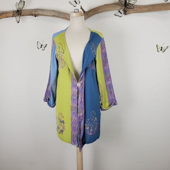 Soft surroundings color block batik kimono topper - Picture 8 of 8